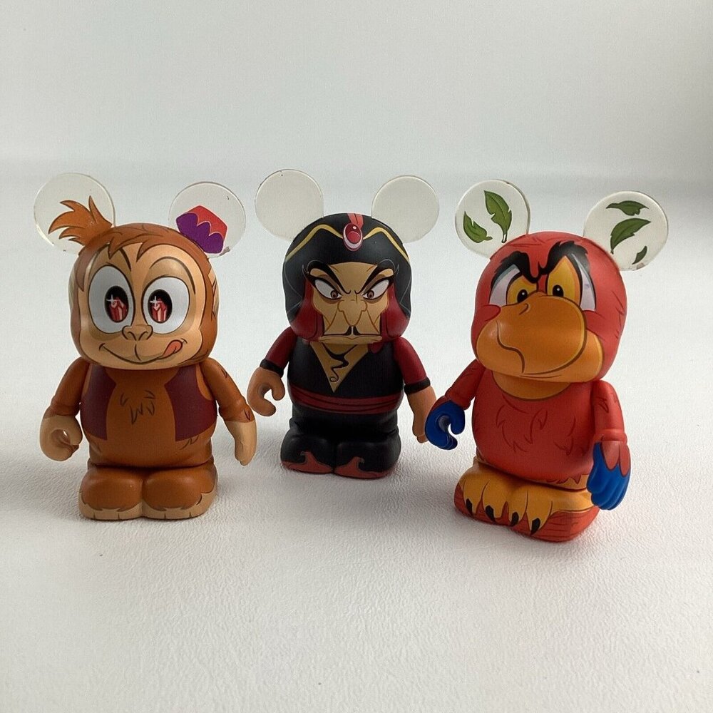 Disney Animation Vinylmation Aladdin Park Set Lot 3" Figures Jafar Iago Abu Toy